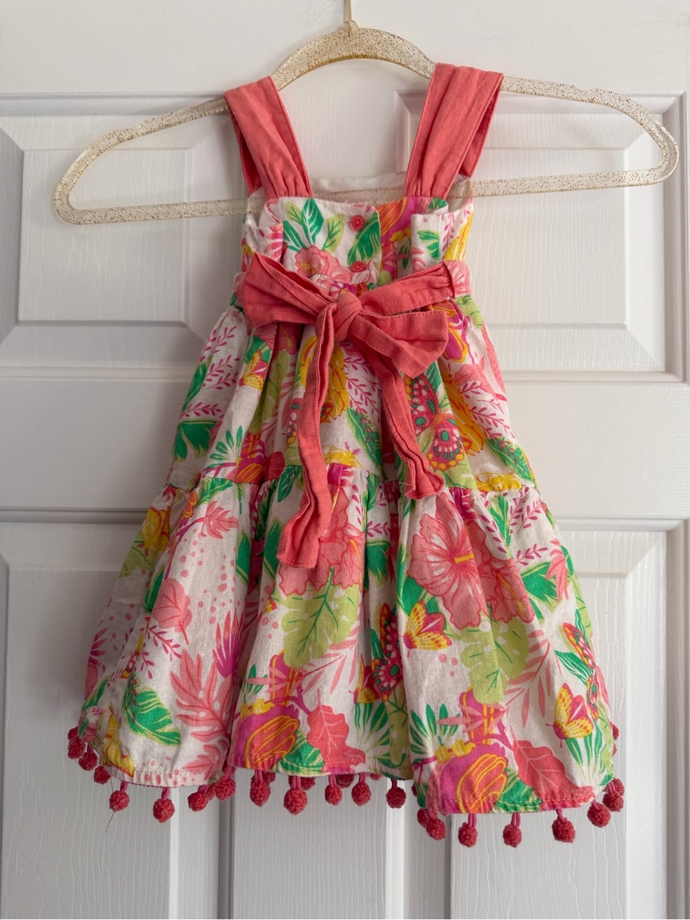 Tommy Bahama Coral Floral Pom-Pom Sundress for Kids - Picture 6 of 7